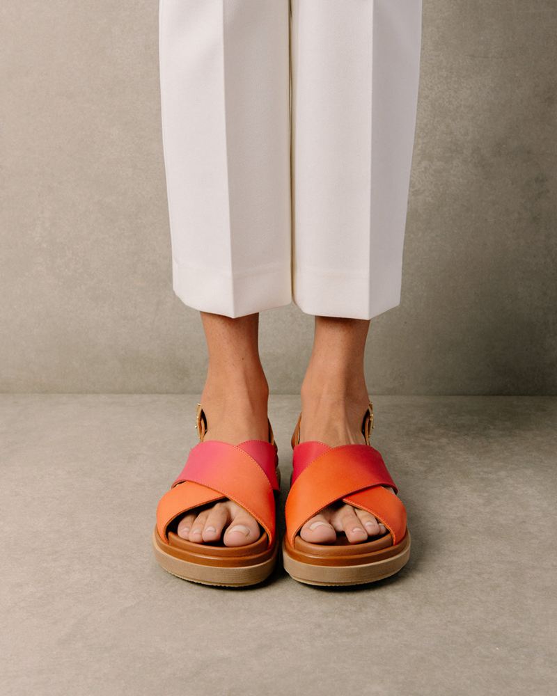 Pink/Orange Alohas Marshmallow Women's Sandals | NBSGT1395