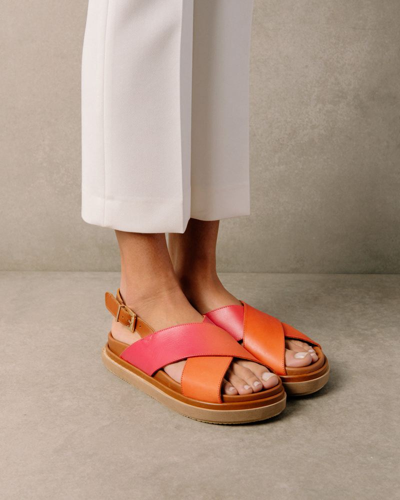 Pink/Orange Alohas Marshmallow Women's Sandals | NBSGT1395