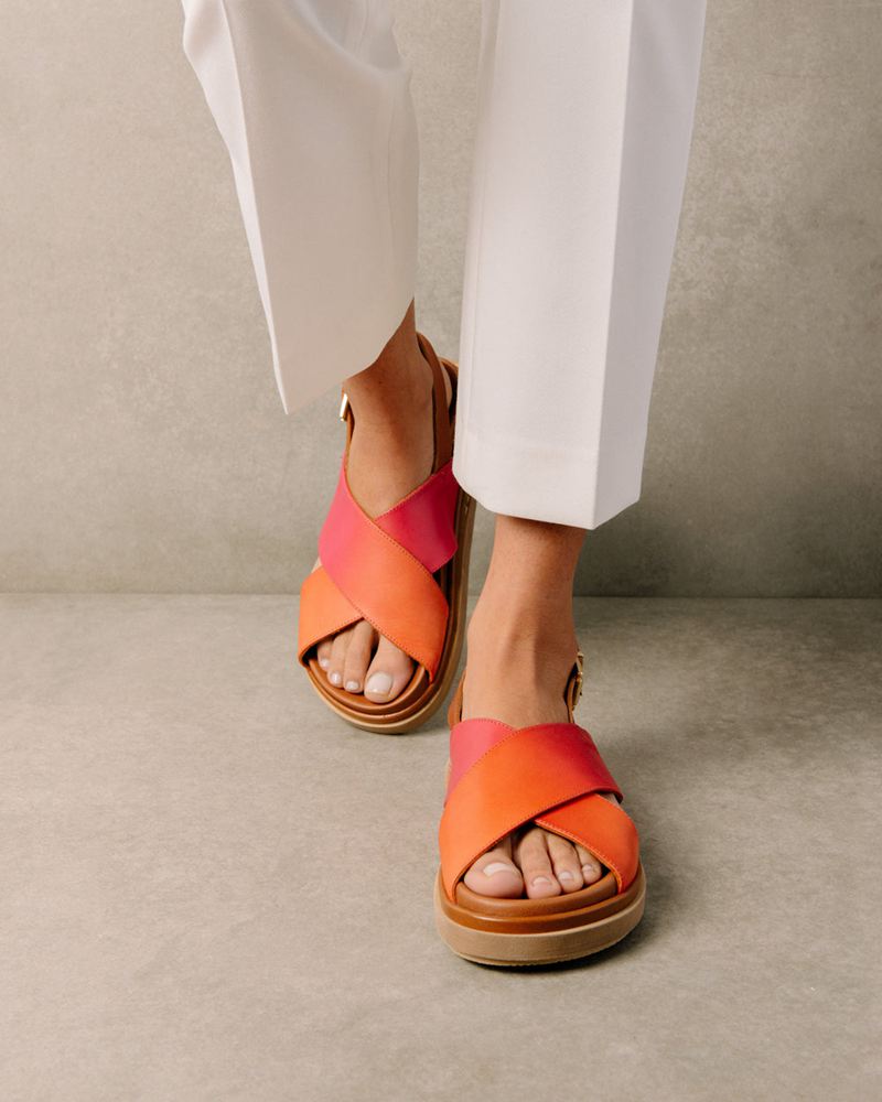 Pink/Orange Alohas Marshmallow Women's Sandals | NBSGT1395