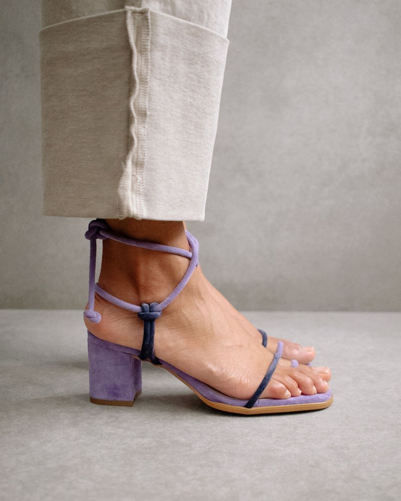 Purple Alohas Grace Leather Women's Sandals | XRNMW2813