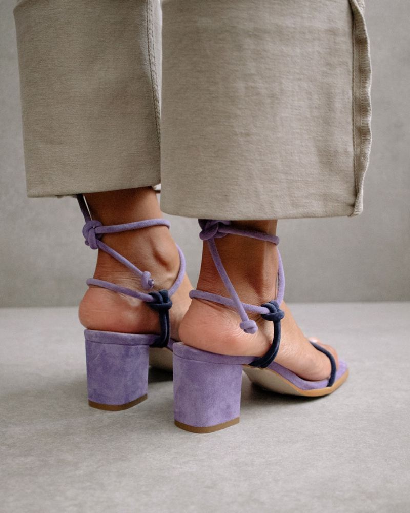 Purple Alohas Grace Leather Women's Sandals | XRNMW2813