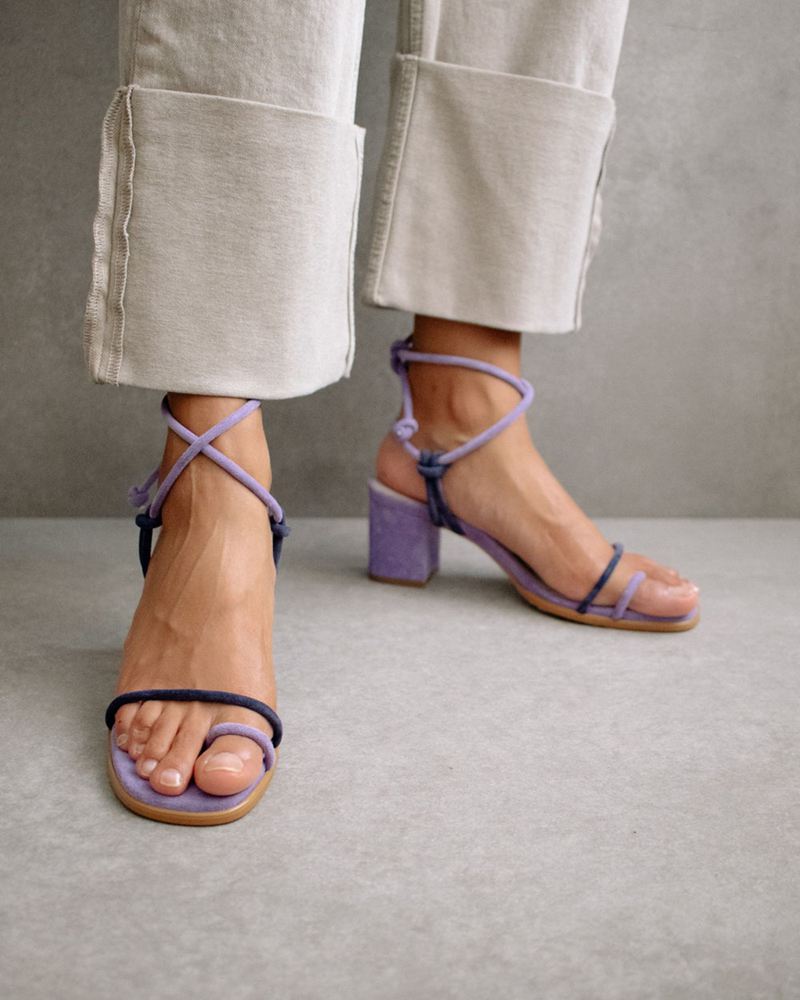 Purple Alohas Grace Leather Women's Sandals | XRNMW2813