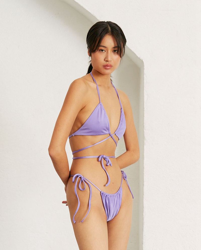 Purple Alohas Palm Tree Glim Women's Swimwear | JPDST1465