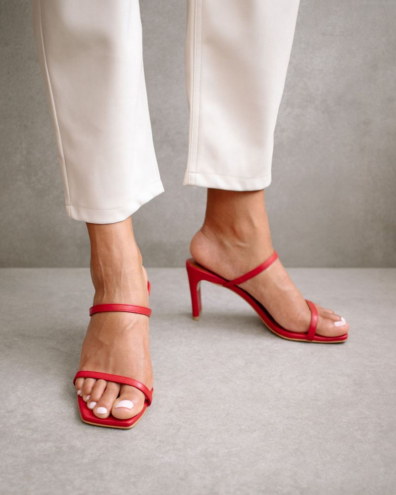 Red Alohas Cannes Leather Women's Heels | RXIHY0287