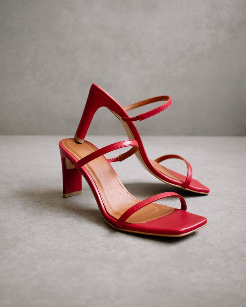 Red Alohas Cannes Leather Women's Heels | RXIHY0287