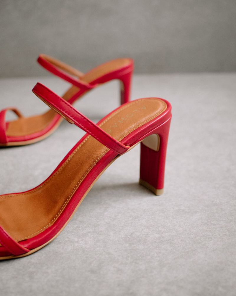 Red Alohas Cannes Leather Women's Heels | RXIHY0287