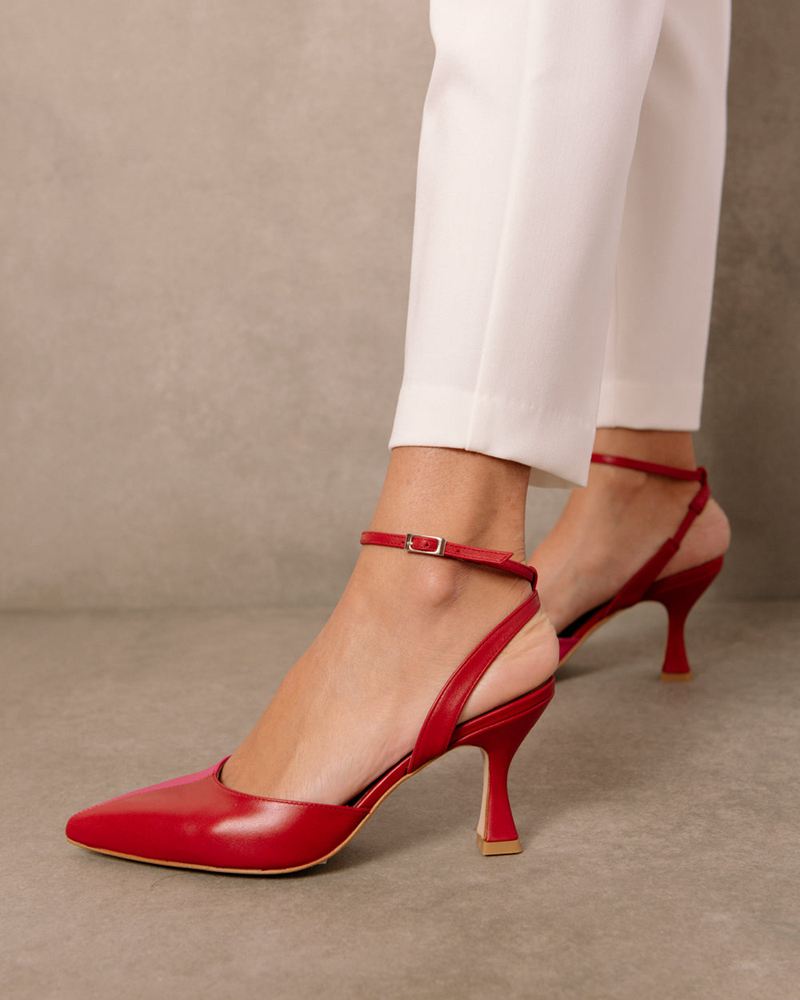 Red Alohas Cinderella Leather Women's Heels | VMPJN2498