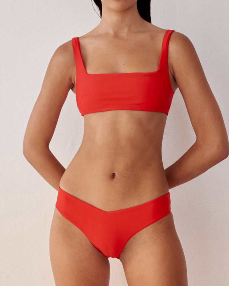 Red Alohas Sporty Spice Top Women's Swimwear | NUKHR0732