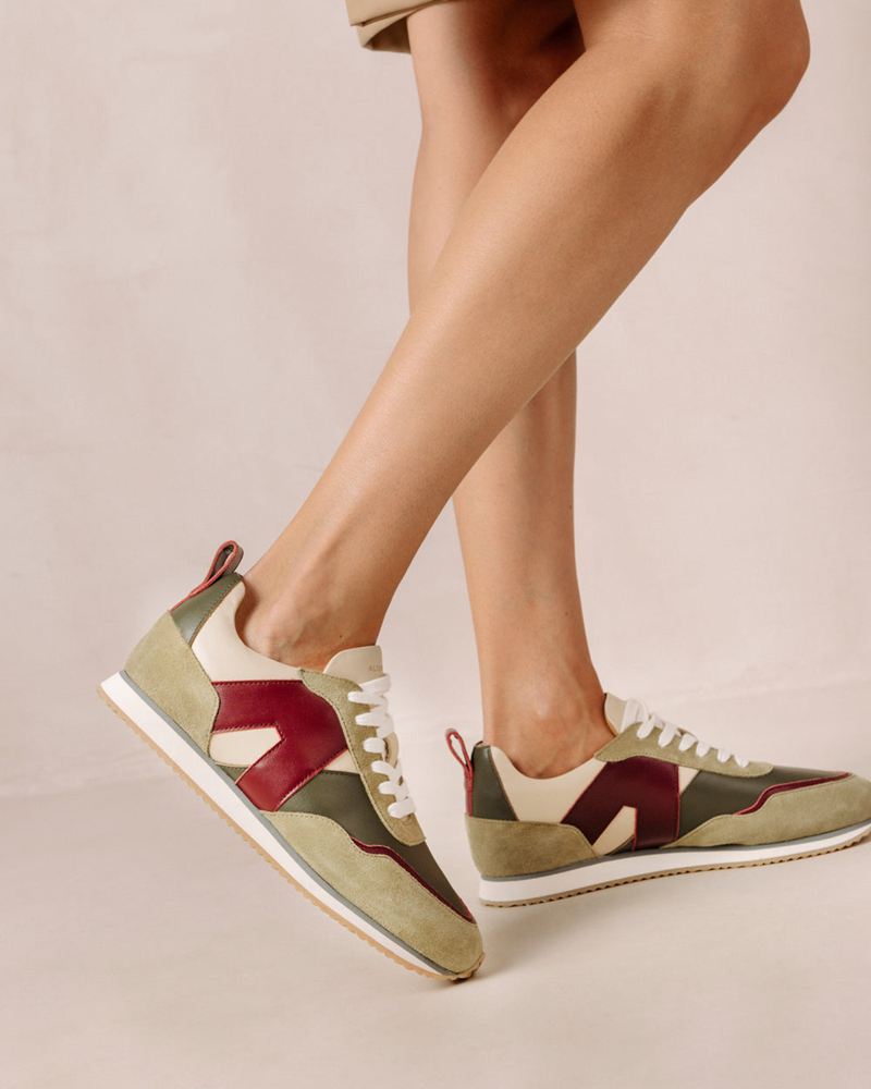 Red/Olive Alohas Tb.015 Leather Women's Sneakers | BVTPR3075