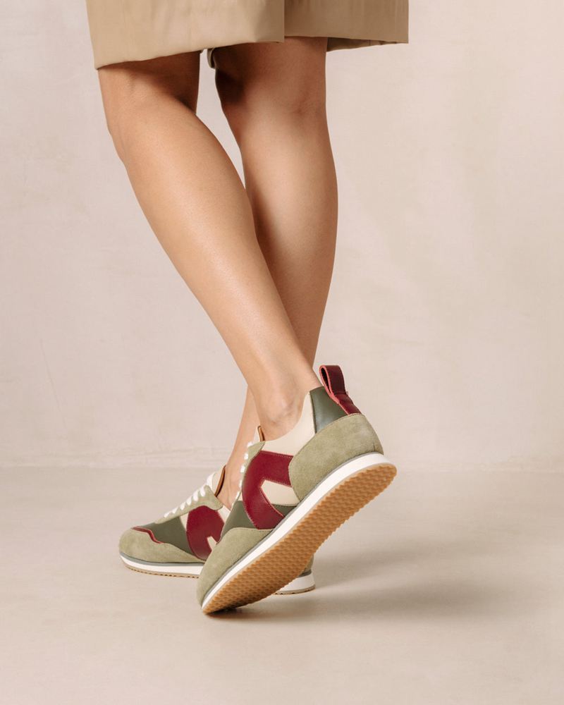 Red/Olive Alohas Tb.015 Leather Women's Sneakers | BVTPR3075