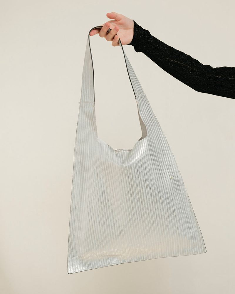 Silver Alohas The L Pleated Leather Women's Bags | GRUHB3517