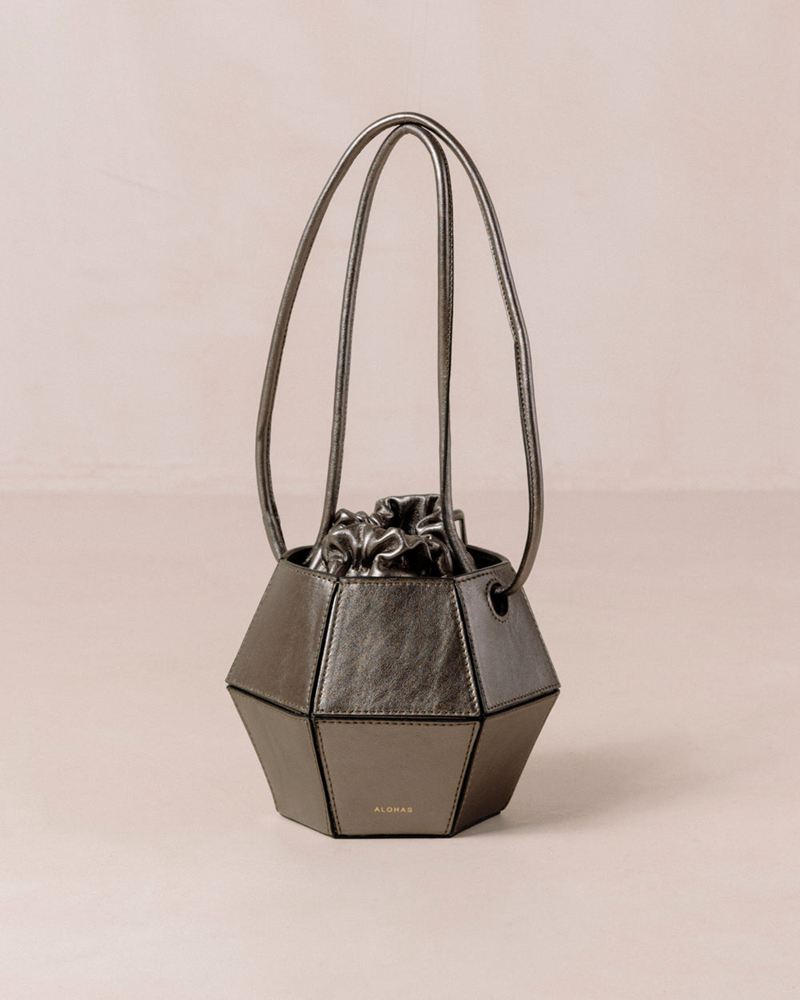 Silver Alohas The V Shimmer Leather Women's Bags | TFZVJ5267