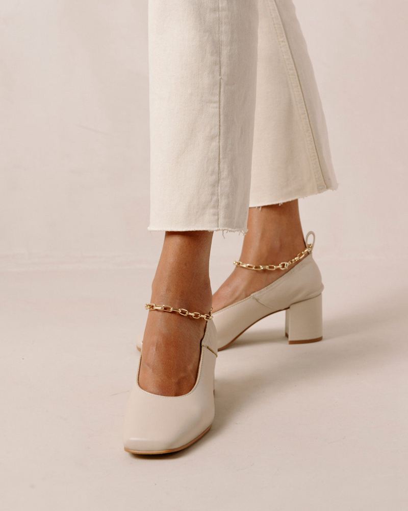 White Alohas Agent Anklet Leather Women's Heels | IGNFQ4732