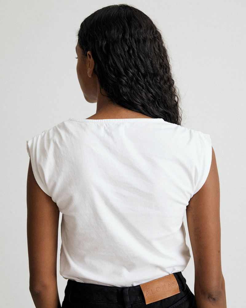 White Alohas Calm Women's Tops | XQIRJ6093