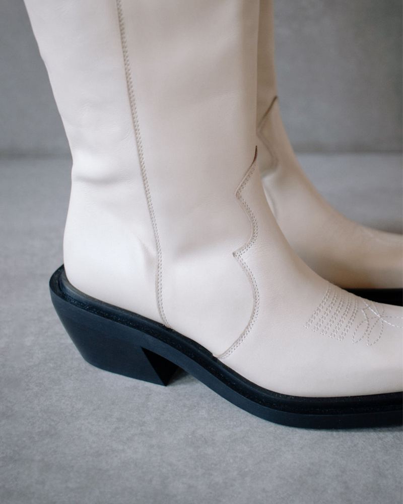 White Alohas Cattle Leather Women's Knee-High Boots | SLNFK1598