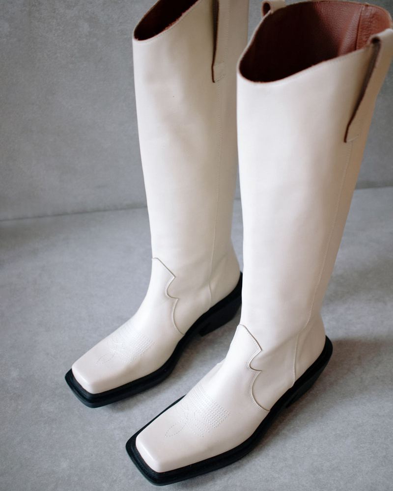 White Alohas Cattle Leather Women's Knee-High Boots | SLNFK1598