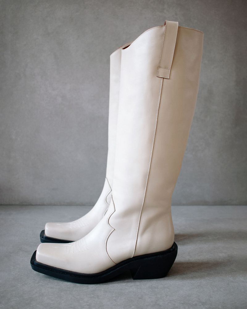 White Alohas Cattle Leather Women's Knee-High Boots | SLNFK1598