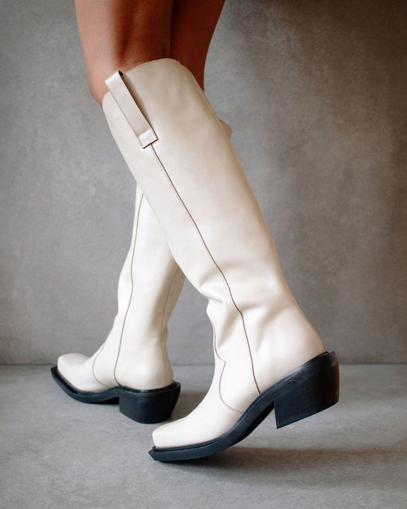 White Alohas Cattle Leather Women's Knee-High Boots | SLNFK1598