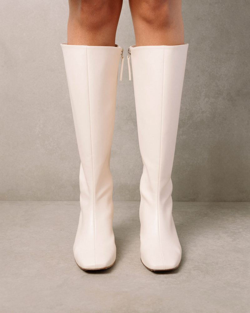 White Alohas Chalk Vegan Leather Women's Knee-High Boots | TNCBR5387