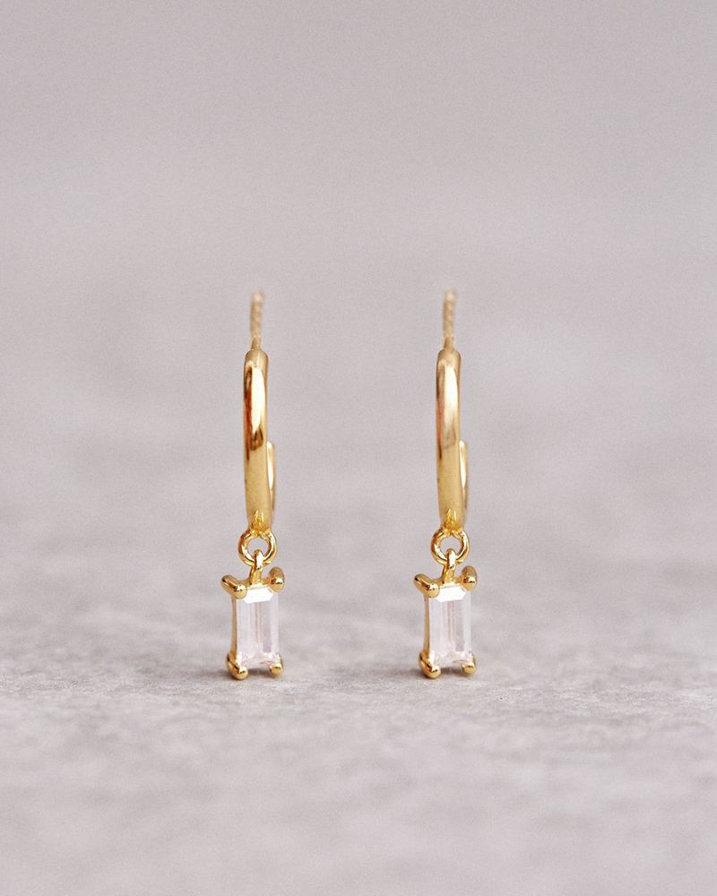 White Alohas Hanging Crystal Women's Earrings | HKXDA1892