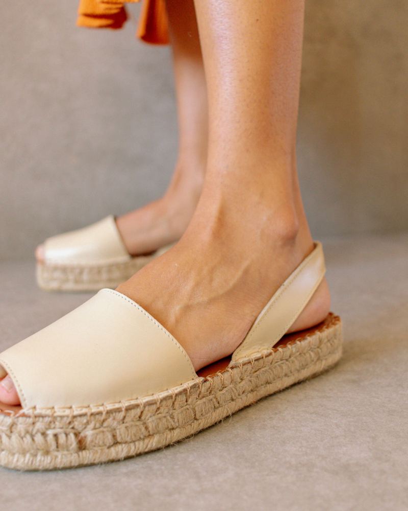 White Alohas Ibizas Leather Women's Espadrilles | FEXMU9801