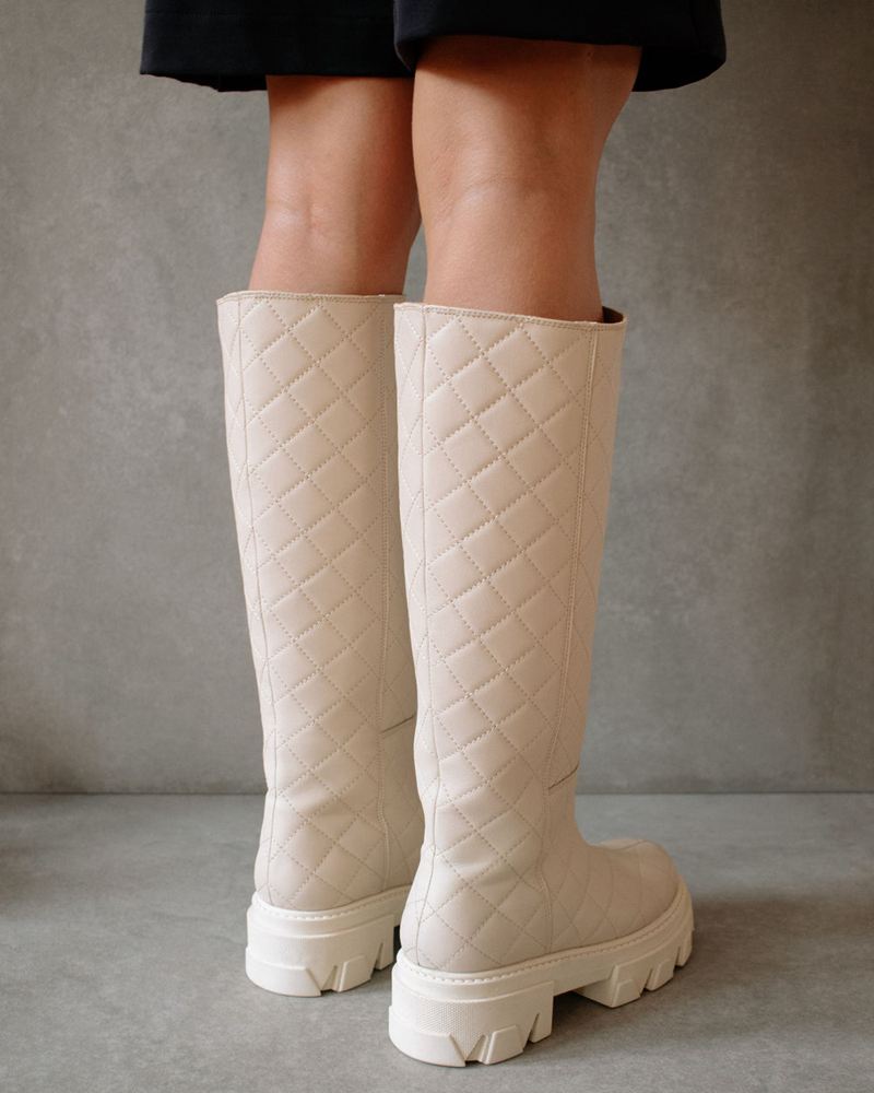 White Alohas Katiuska Goal Digger Leather Women's Knee-High Boots | CKPRA1975