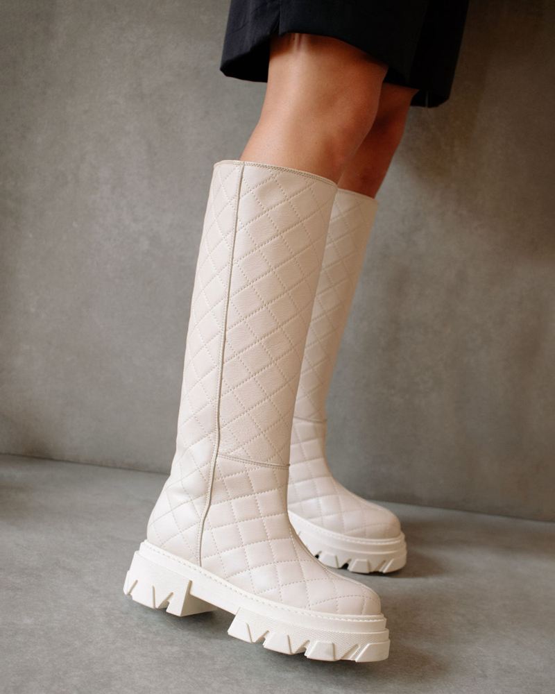 White Alohas Katiuska Goal Digger Leather Women's Knee-High Boots | CKPRA1975