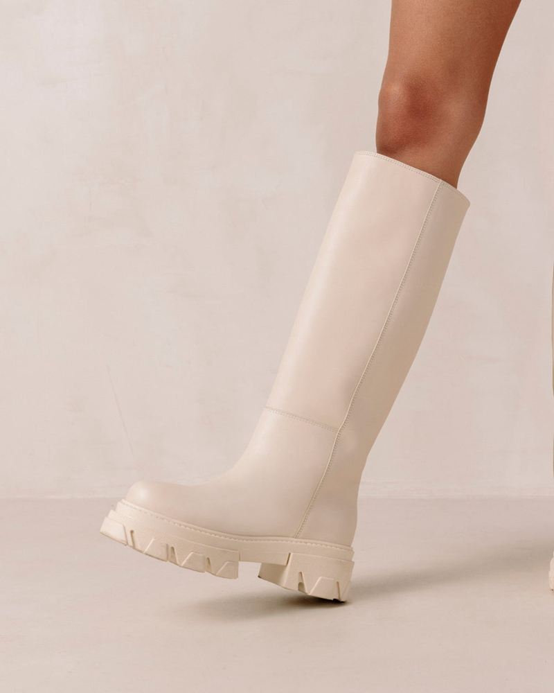 White Alohas Katiuska Leather Women's Knee-High Boots | BPTGL3502