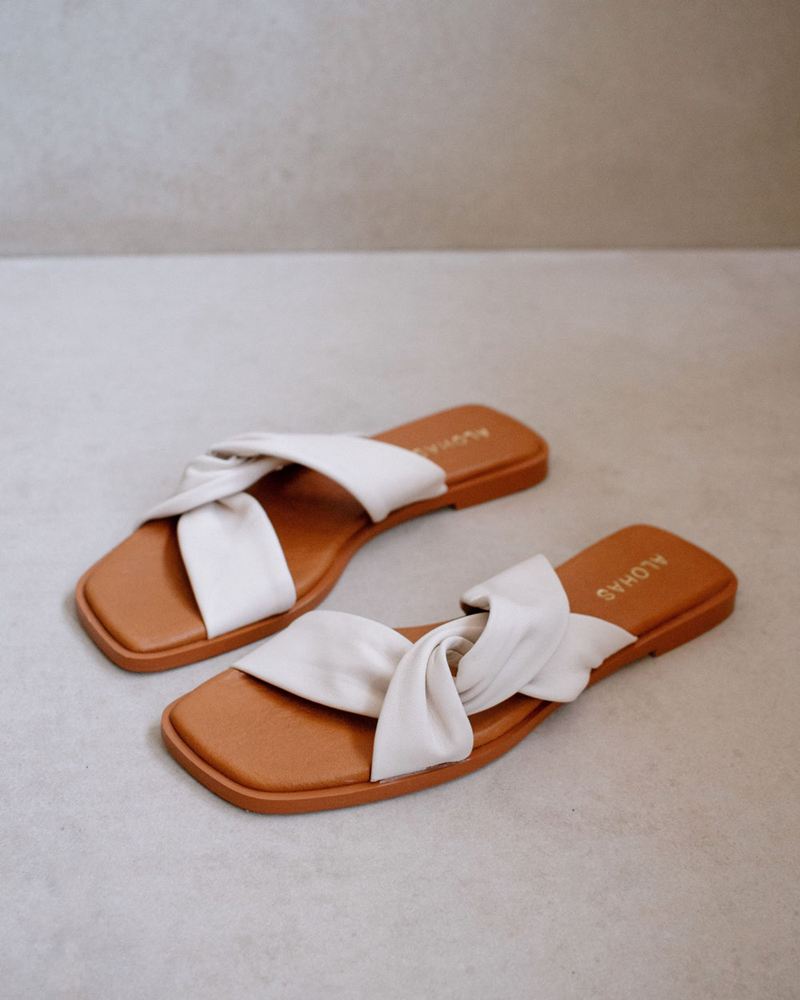 White Alohas Nomad Leather Women's Sandals | OPDFN1749