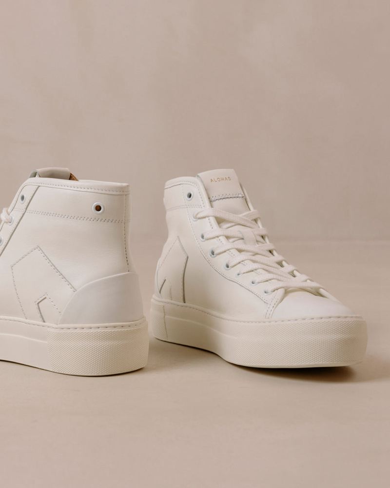 White Alohas Tb.35 Leather Women's Sneakers | YHTWX3490