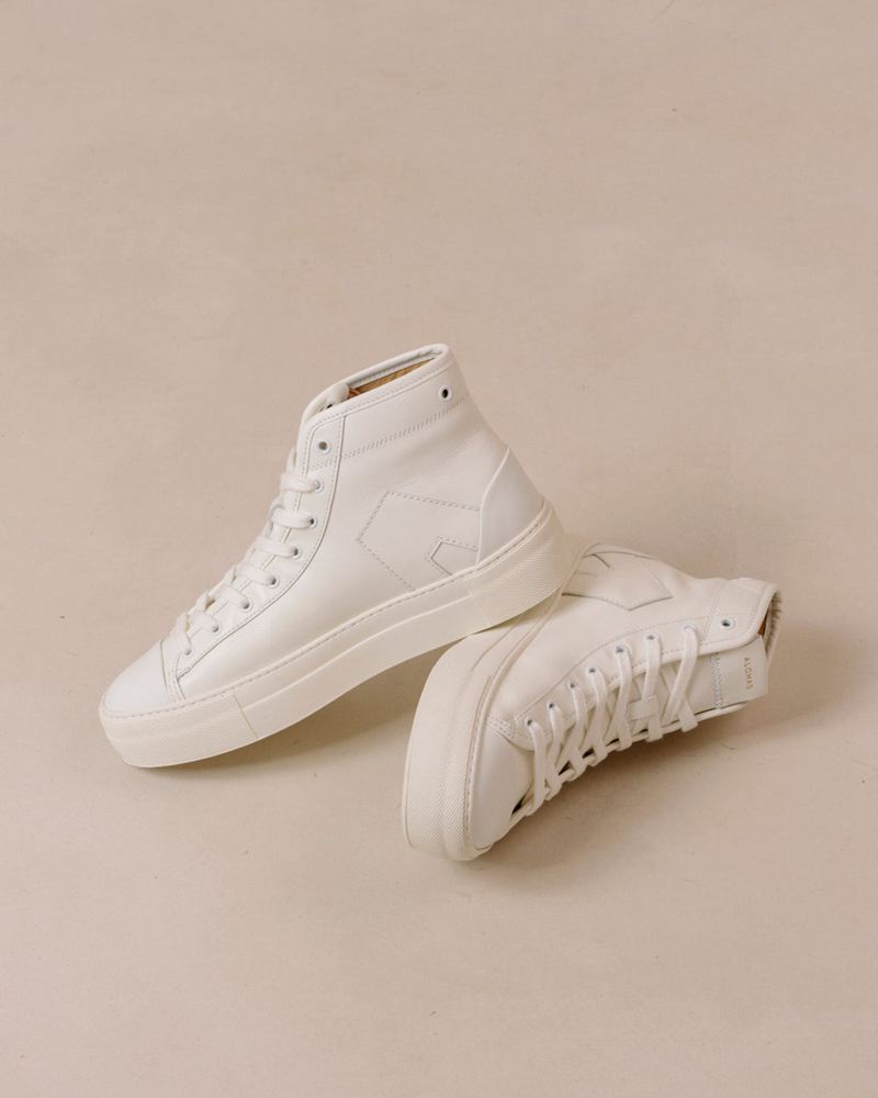 White Alohas Tb.35 Leather Women's Sneakers | YHTWX3490