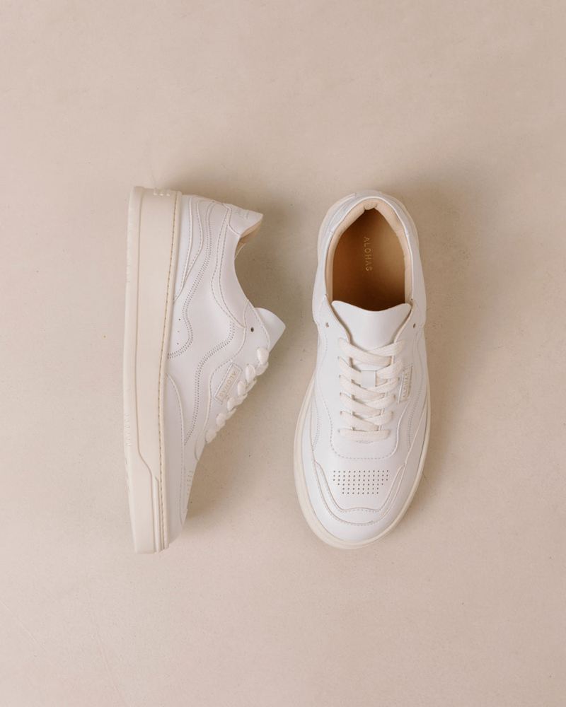 White Alohas Tb.87 Vegan Leather Women's Sneakers | UHLMF3591