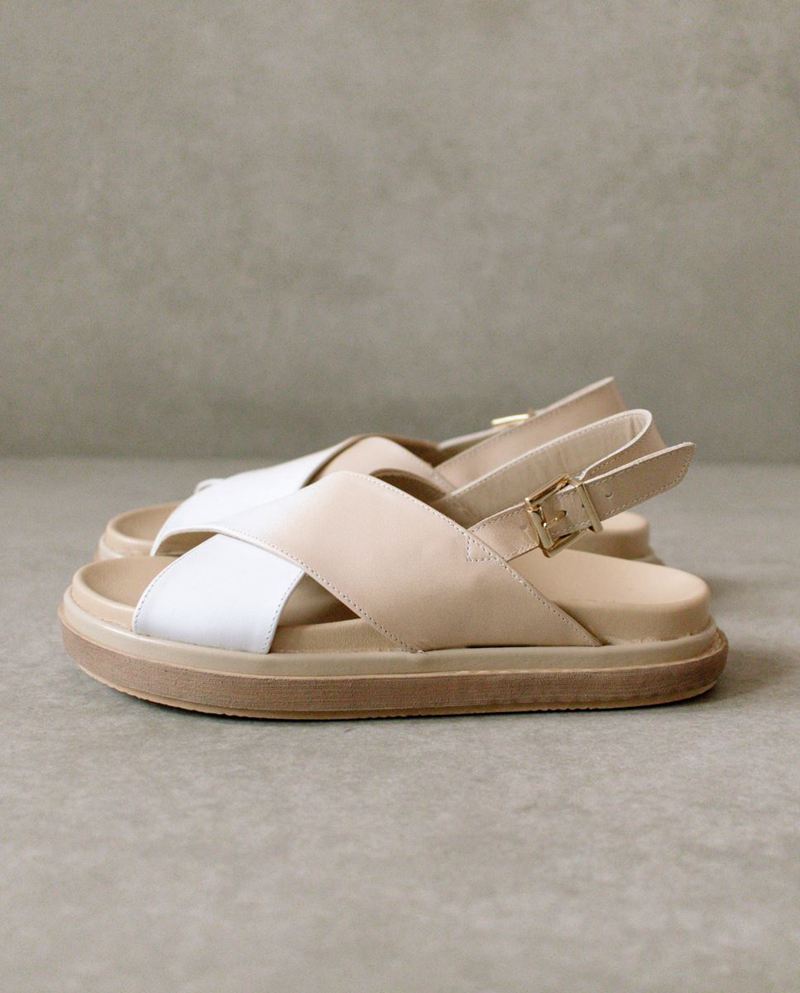 White/Beige Alohas Marshmallow Women's Sandals | UIFMW0789