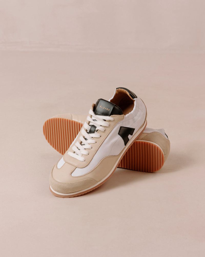 White/Beige Alohas Tb.70 Leather Women's Sneakers | KCOSD9204