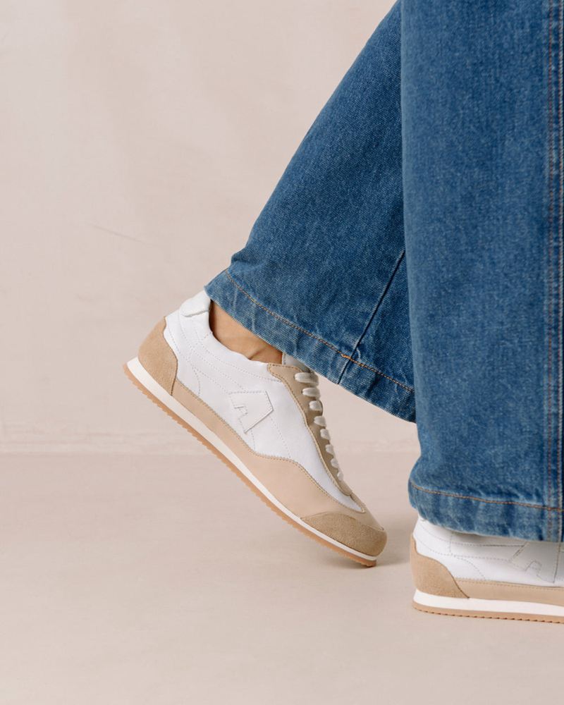 White/Beige Alohas Tb.70 Leather Women's Sneakers | QLVAU3201