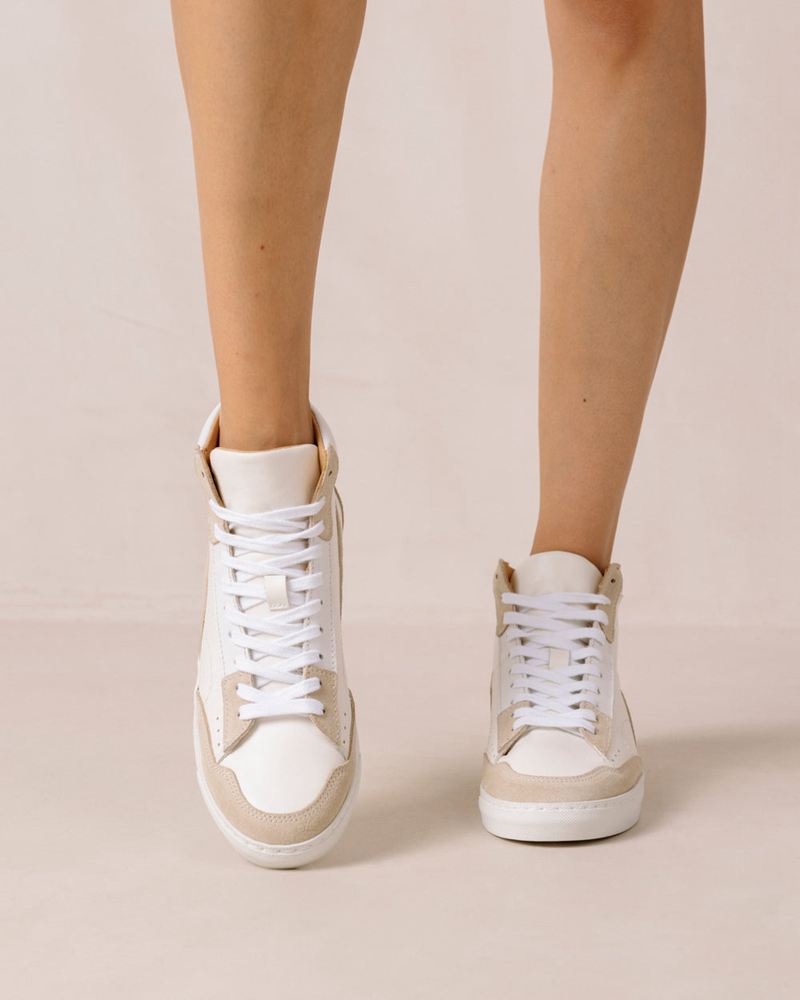 White/Beige Alohas Tb.73 Leather Women's Sneakers | UGSQD9350