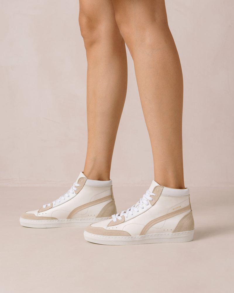 White/Beige Alohas Tb.73 Leather Women's Sneakers | UGSQD9350