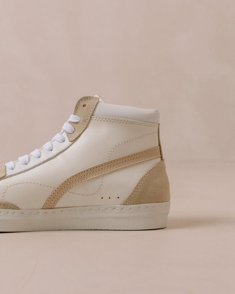 White/Beige Alohas Tb.73 Leather Women's Sneakers | UGSQD9350