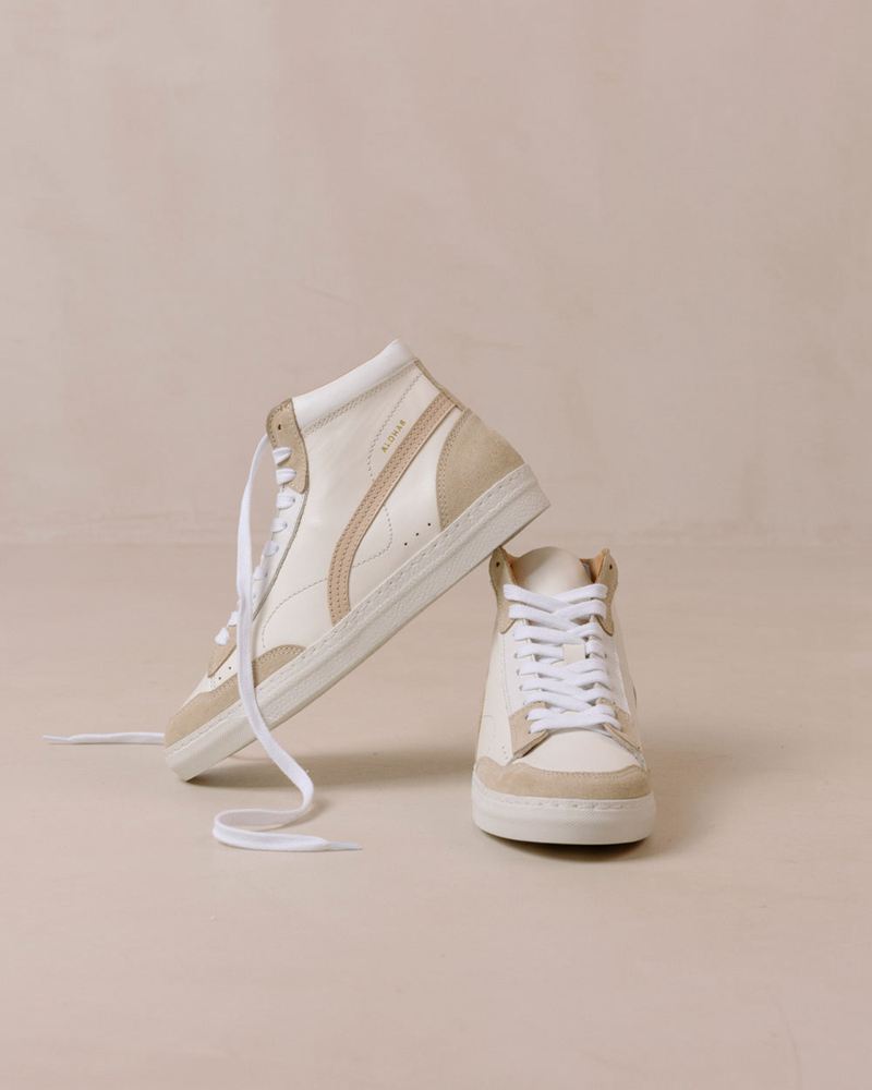 White/Beige Alohas Tb.73 Leather Women's Sneakers | UGSQD9350