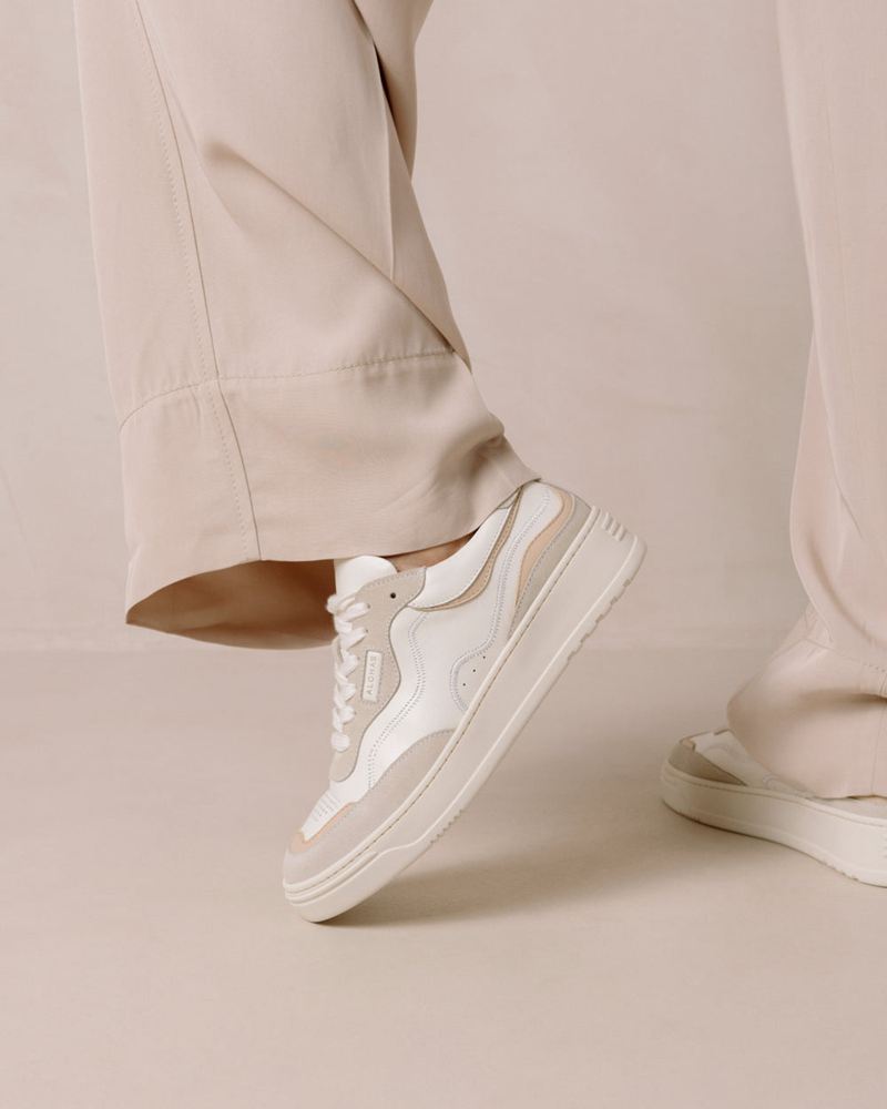 White/Beige Alohas Tb.87 Leather Women's Sneakers | MXRUH9246