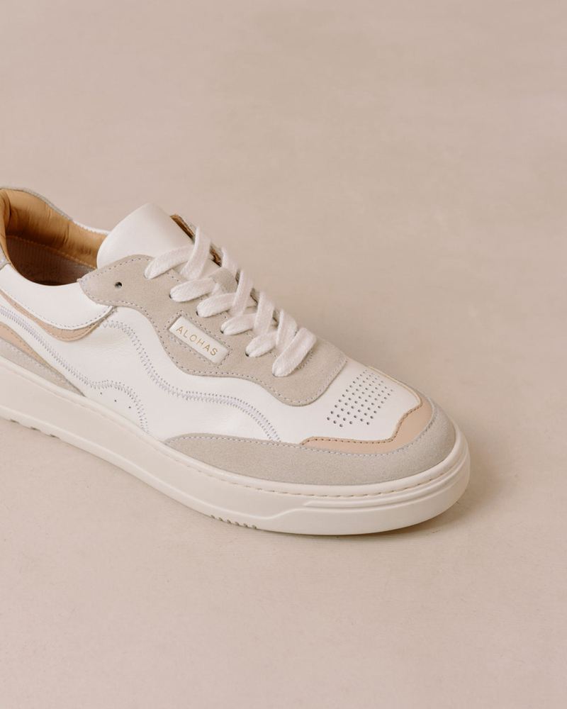 White/Beige Alohas Tb.87 Leather Women's Sneakers | MXRUH9246