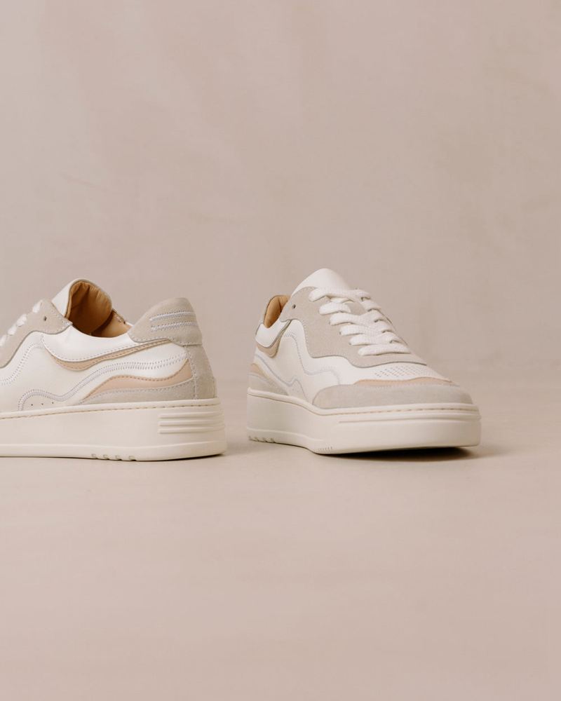 White/Beige Alohas Tb.87 Leather Women's Sneakers | MXRUH9246