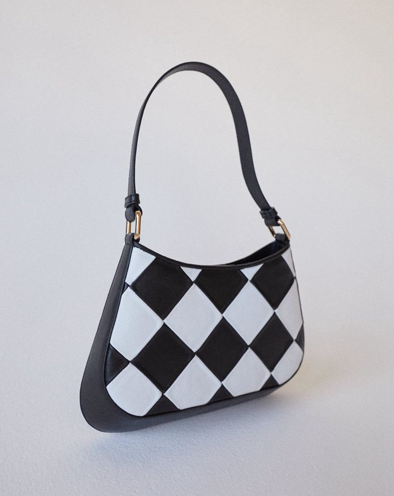 White/Black Alohas The C Scacchi Leather Women's Bags | WCHZK8601