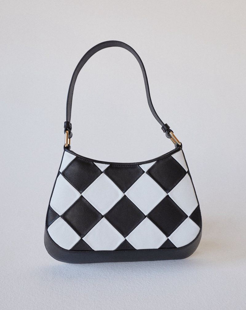 White/Black Alohas The C Scacchi Leather Women's Bags | WCHZK8601