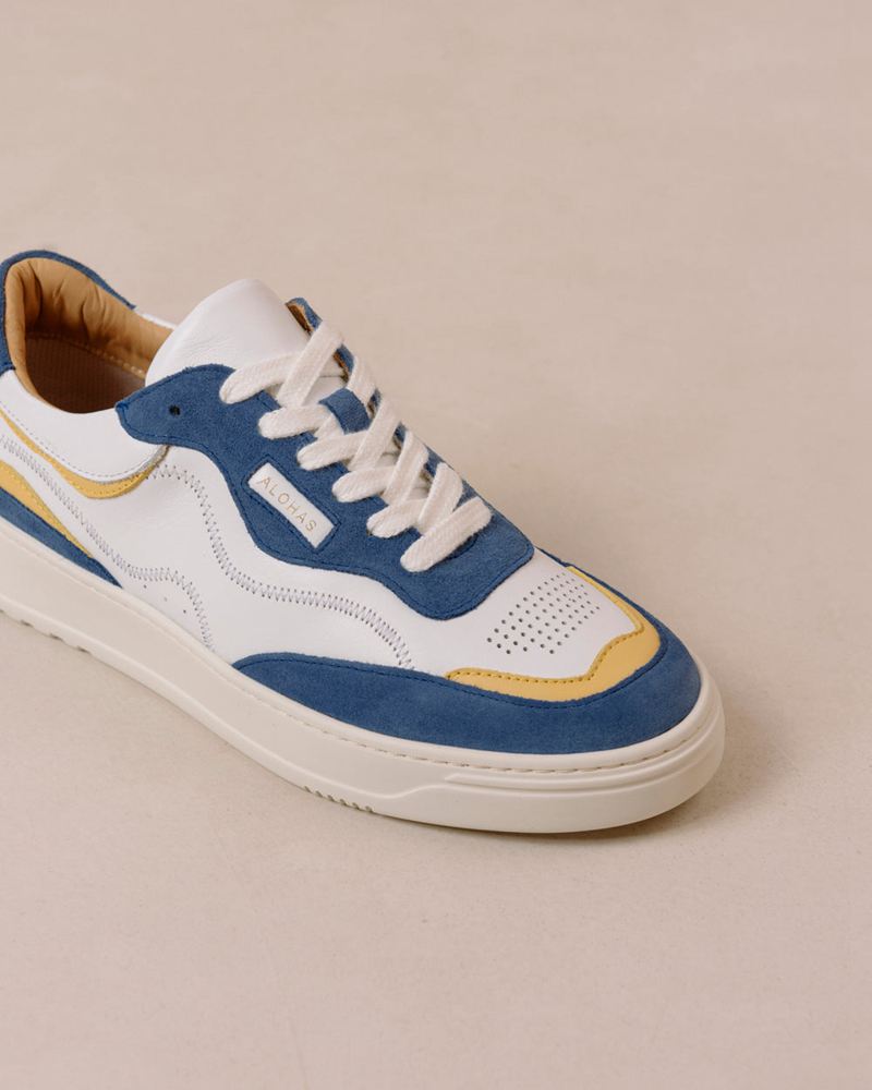 White/Blue Alohas Tb.87 Leather Women's Sneakers | OVHIC2693