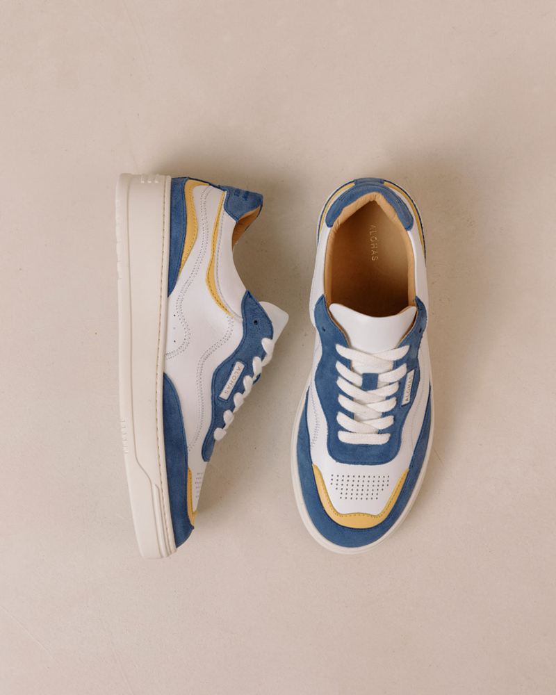 White/Blue Alohas Tb.87 Leather Women's Sneakers | OVHIC2693