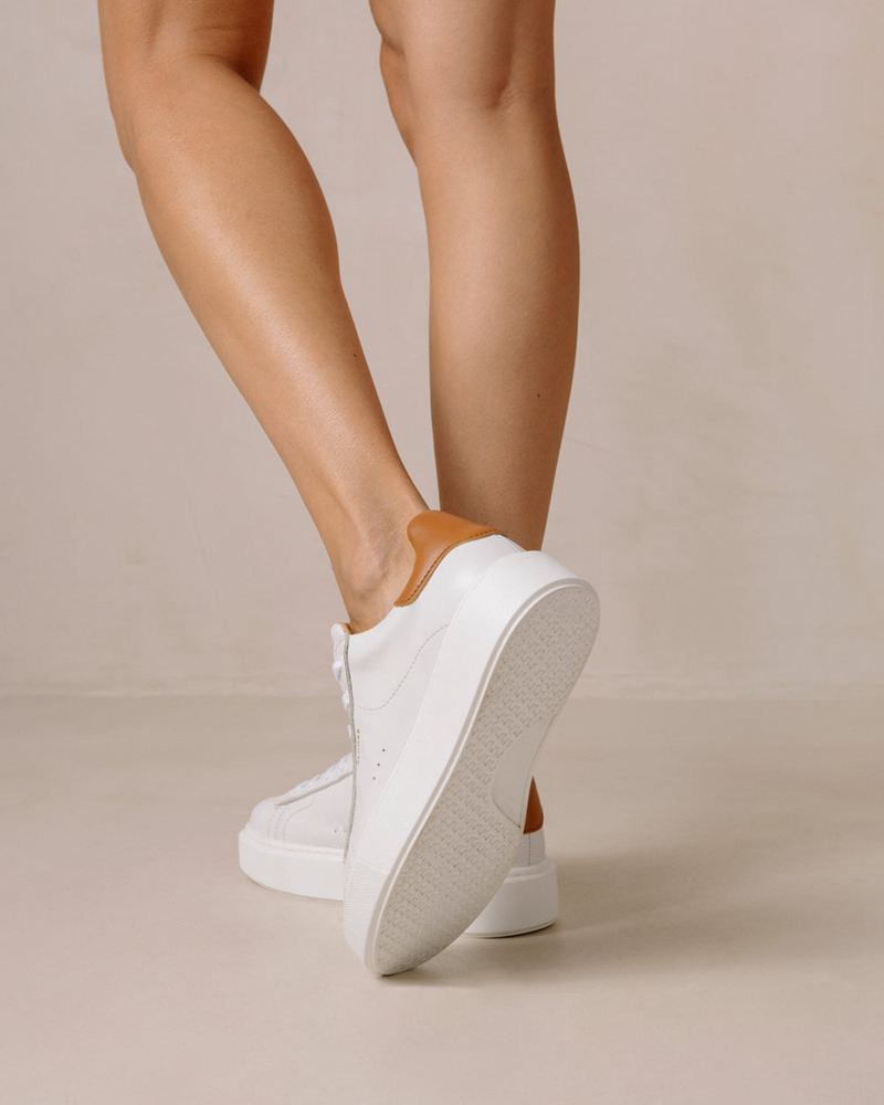 White/Brown Alohas Tb.65 Leather Women's Sneakers | ZFVCP3169