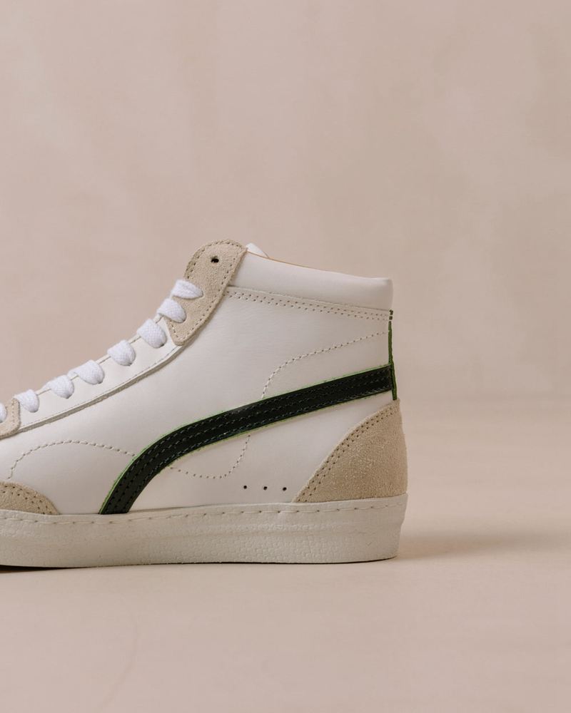 White/Green Alohas Tb.73 Leather Women's Sneakers | RHGWF6253