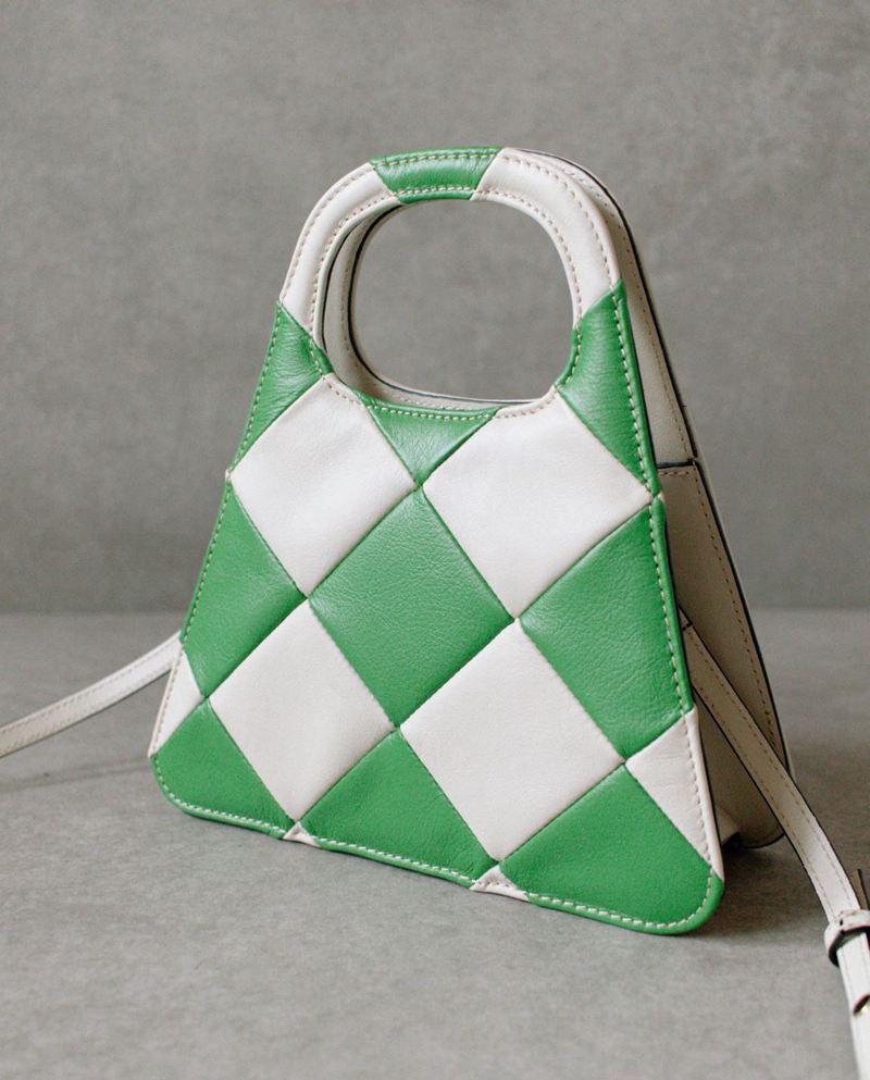 White/Green Alohas The A Scacchi Leather Women's Bags | XSTCQ8049