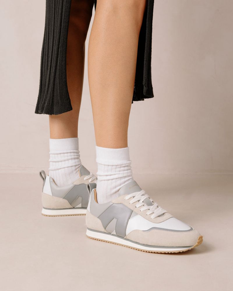 White/Grey Alohas Tb.015 Leather Women's Sneakers | EZKIL2796